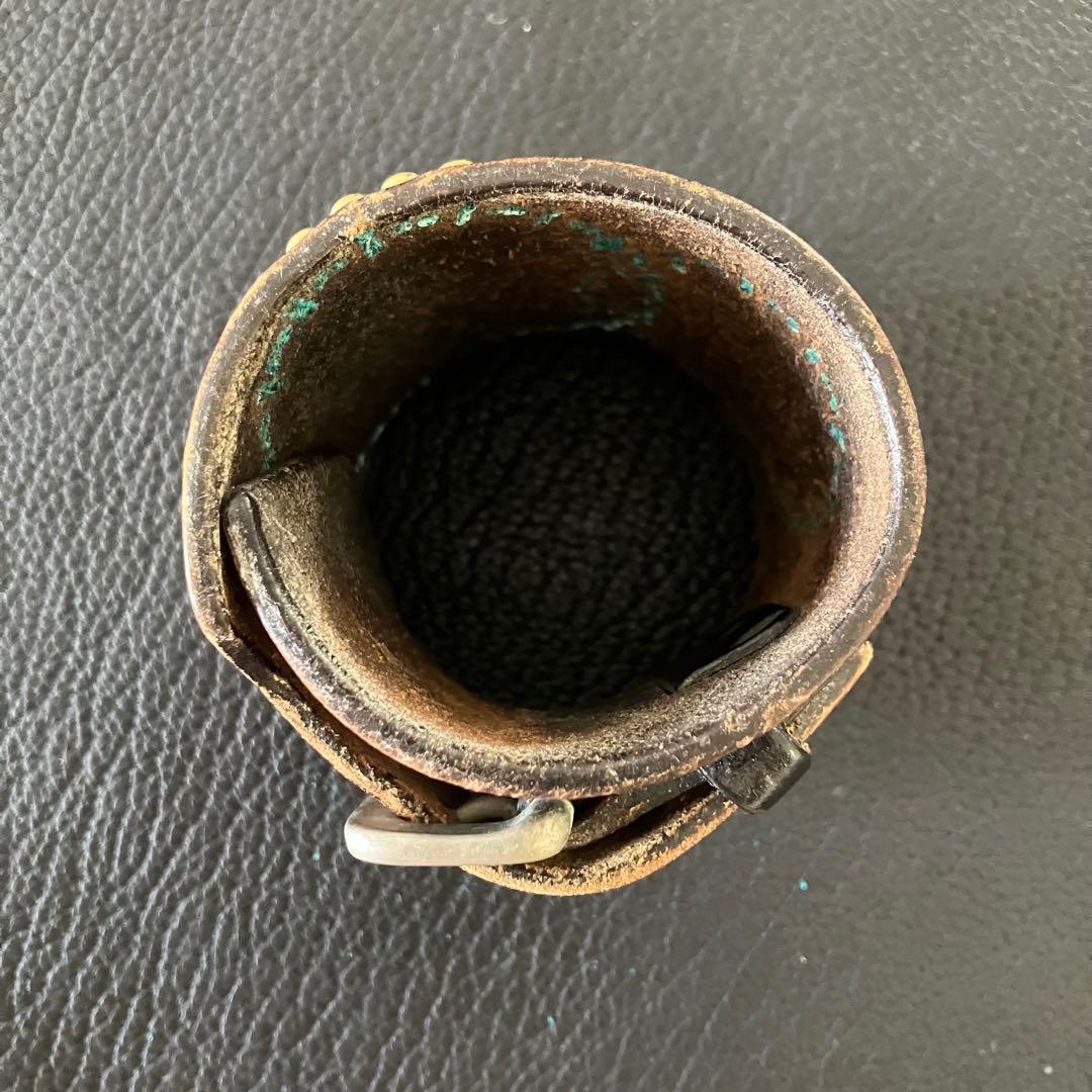 WOLF'SHEAD ウルフズヘッド 70mmサークルスタッズ ブレスレット 茶