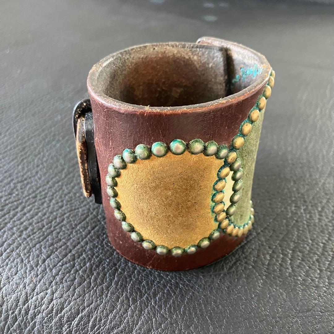 WOLF'SHEAD ウルフズヘッド 70mmサークルスタッズ ブレスレット 茶