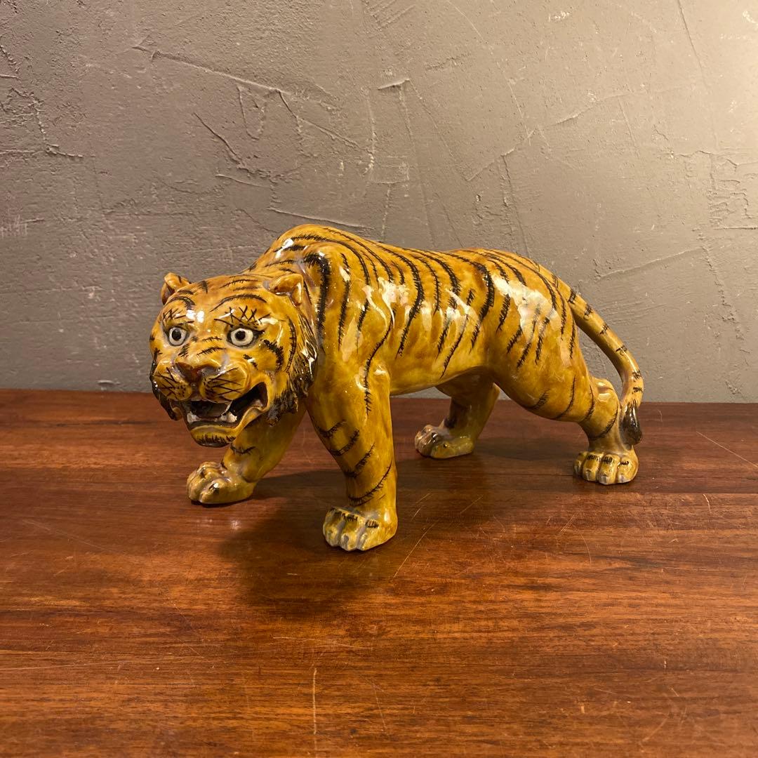 昭和中期 九谷焼 虎置物 オブジェ 美品 骨董品 コレクション