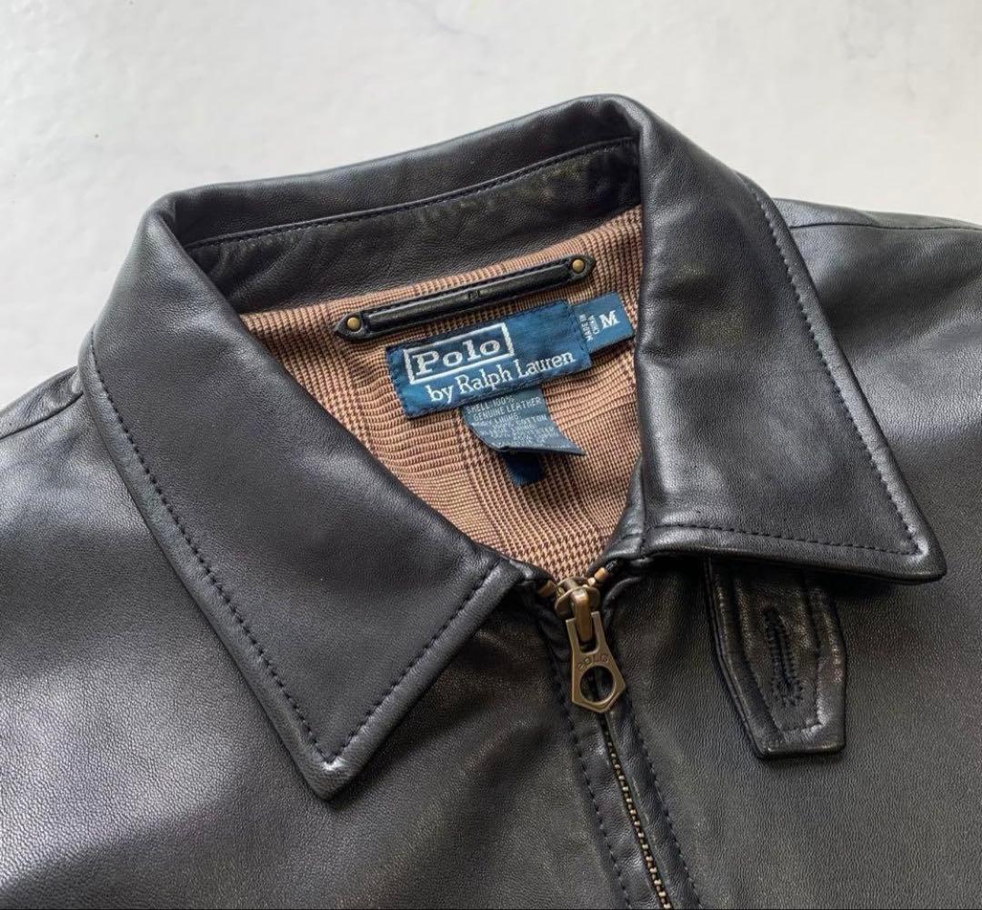 【極上】ポロラルフローレン　スイングトップ レザージャケット　ブラック