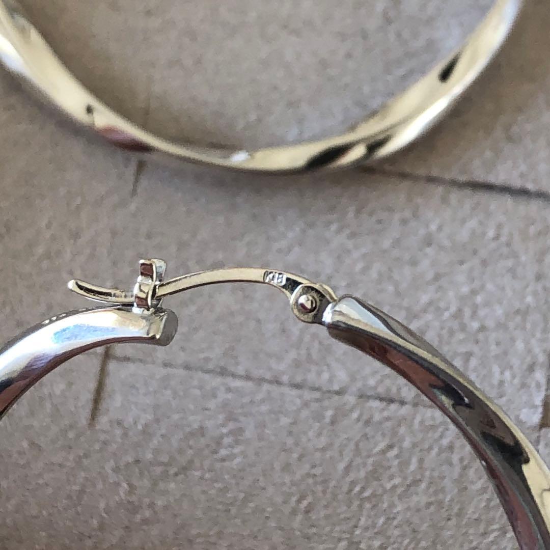 ジジ ete エテ フープピアス M プラチナム 本体925 ポストK18