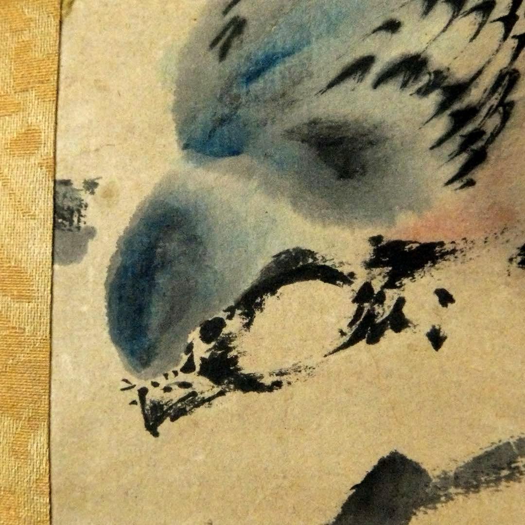 2077様感謝‼️風かほる‼️肉筆　掛け軸　「桜にすずめ」吉田公均　作　春彼岸