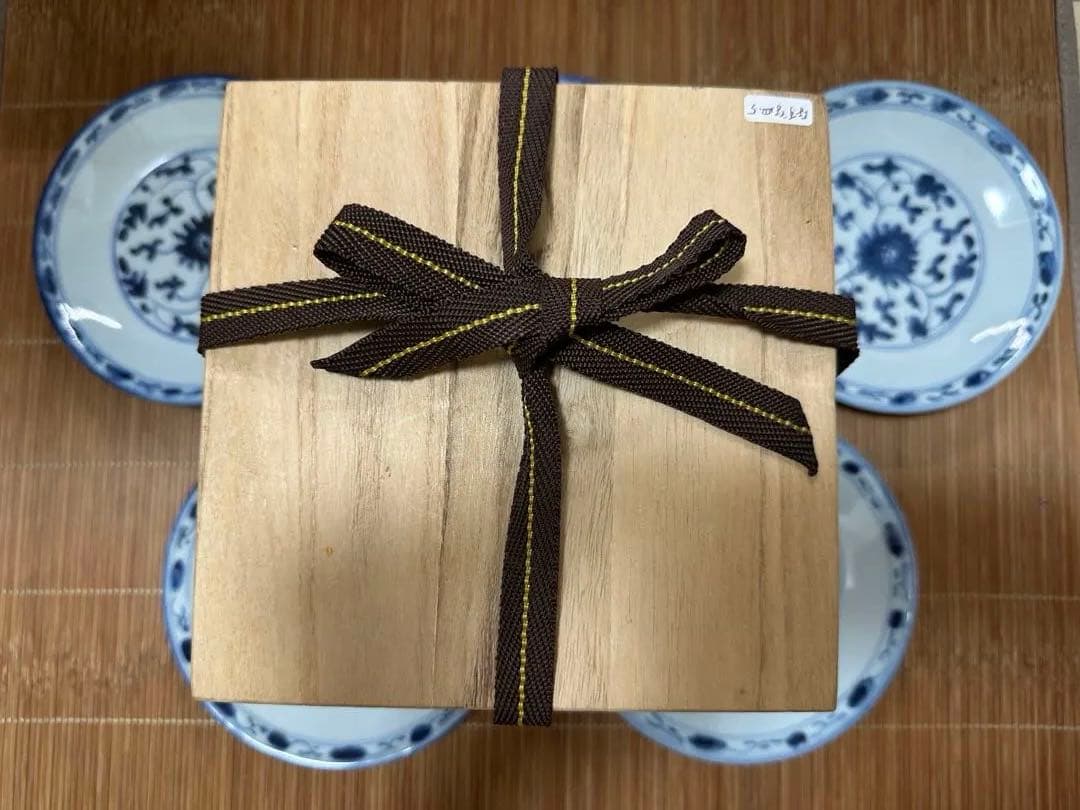 中国陶磁器　染付　清時代　清朝　大清乾隆￼年製￼ お皿5枚セット箱あり骨董古美術