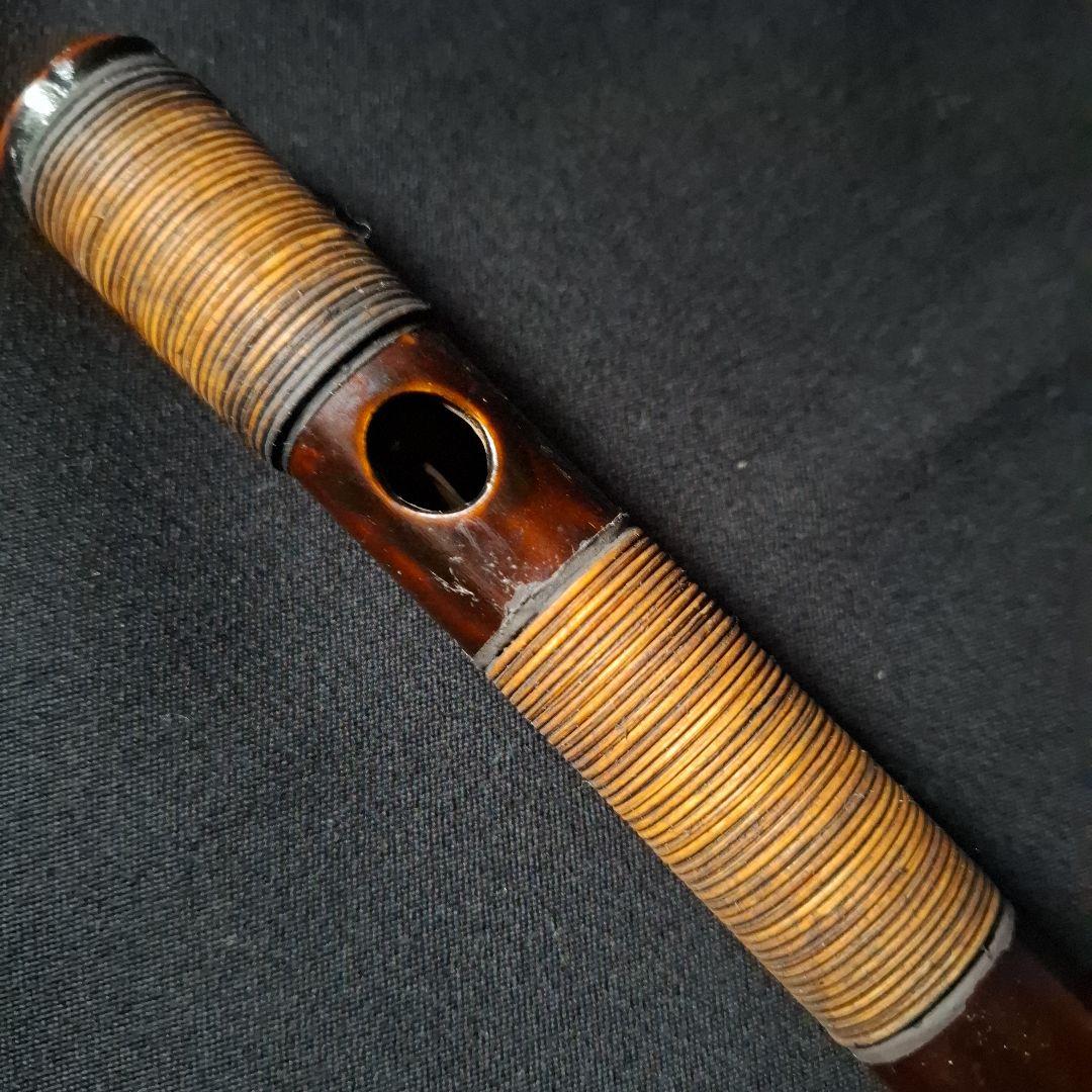 篠笛　古典調　7穴　5本調子　燻風仕上げ　天地胴藤巻き　超鐵仕様