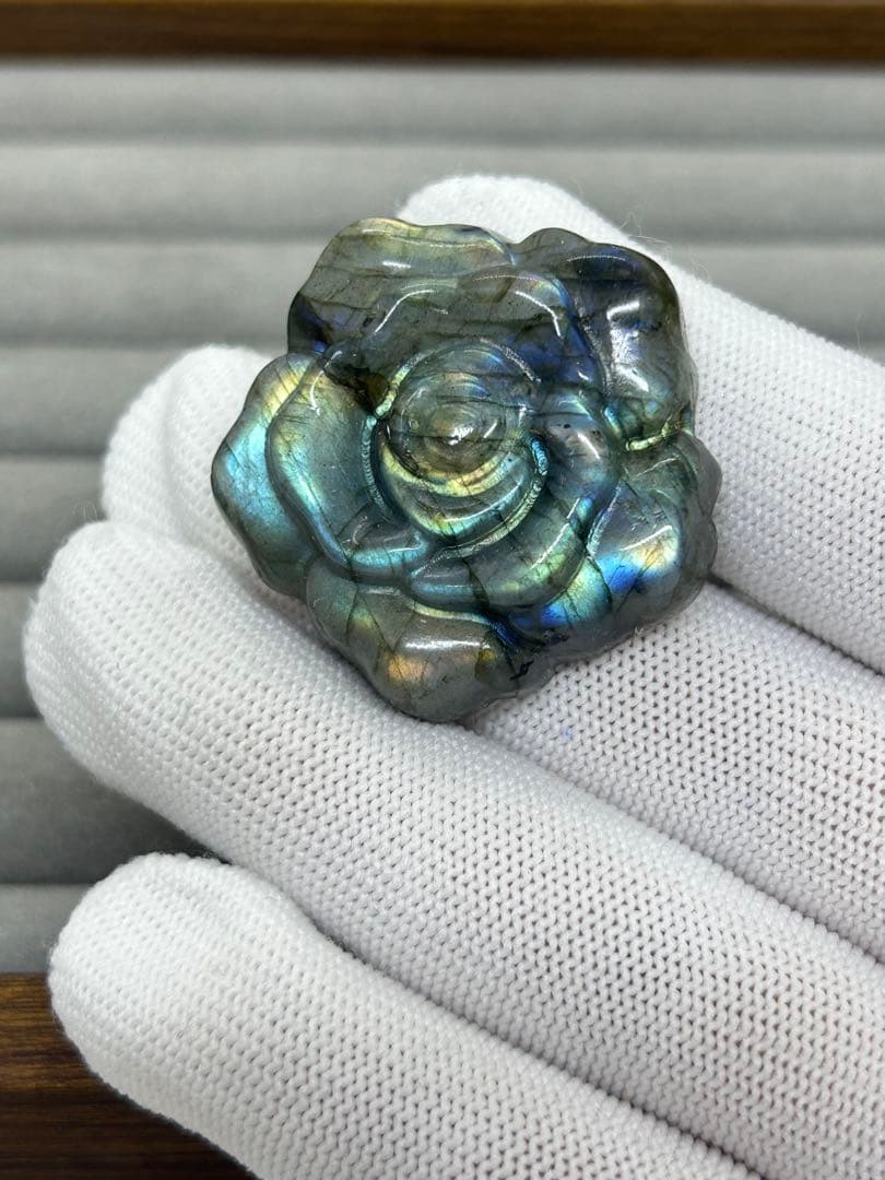 天然石ラブラドライトパーツ　薔薇　No.2242