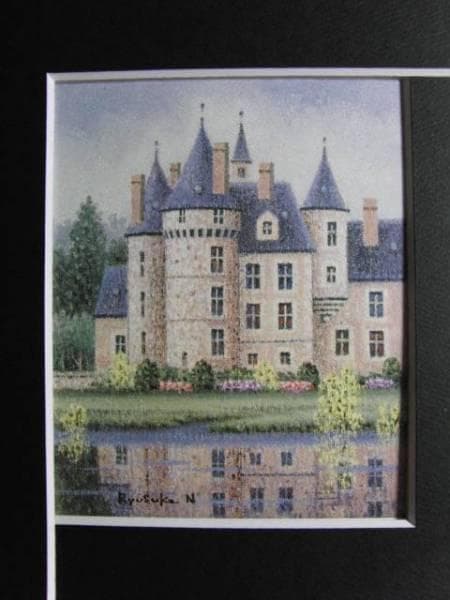 西村龍介、水辺の城、希少画集画、状態良好、新品高級額装付