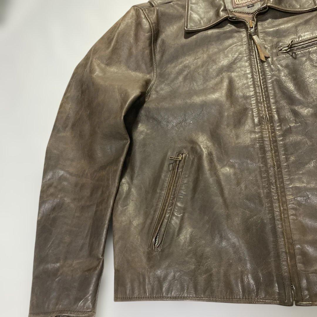 【激シブ】✨ ウインドアーマー レザージャケット 牛革 シングルライダース L