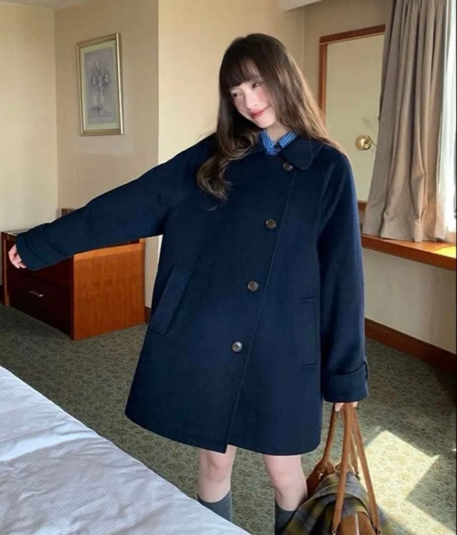 LUMIYUMI ウールブレンド 折り襟 ミドルコート　M