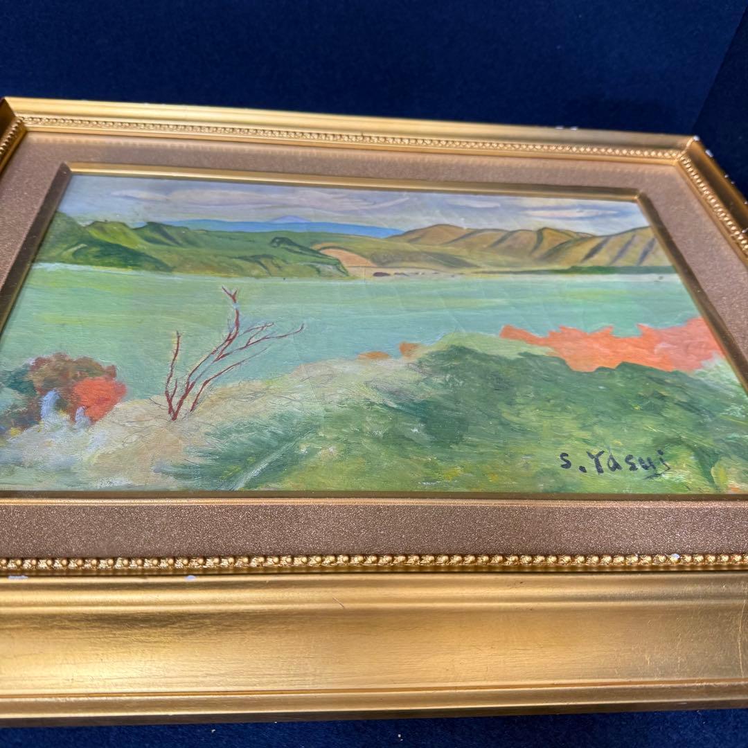 絵画 安井曽太郎 春の湖 油彩 油絵 風景画