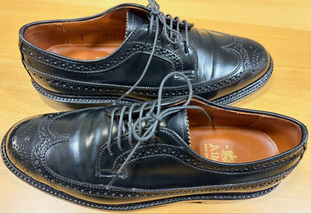 オールデン 975 ロングウィングチップ ブラック コードバン 7 B/D