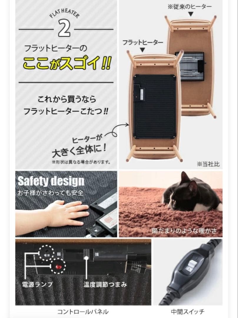 北欧風フラットヒーターテーブルNKGL1-64S