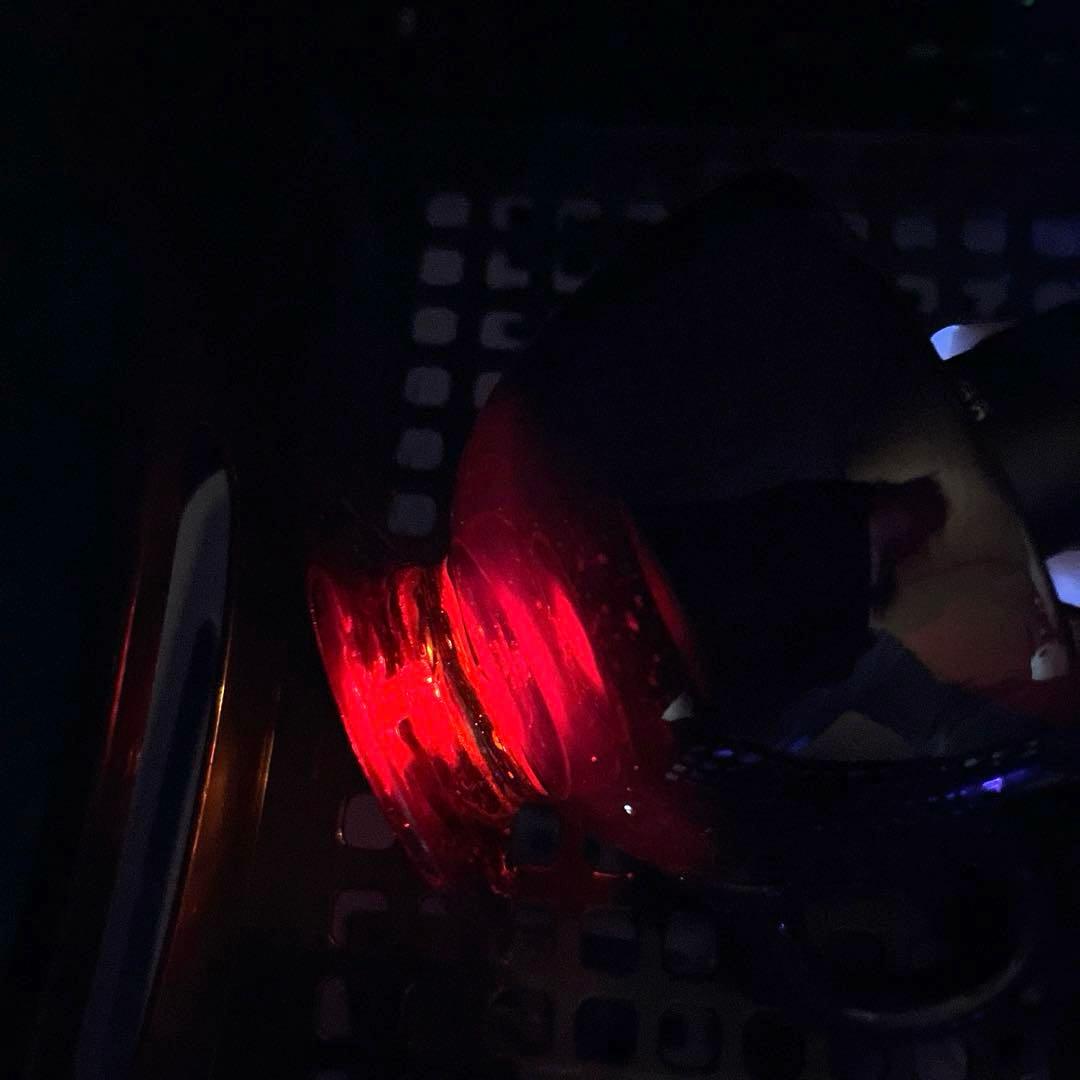 骨董　時代ガラス　希少緋色　朱赤　赤胴　取手付き　アイスクリームコップ　氷コップ