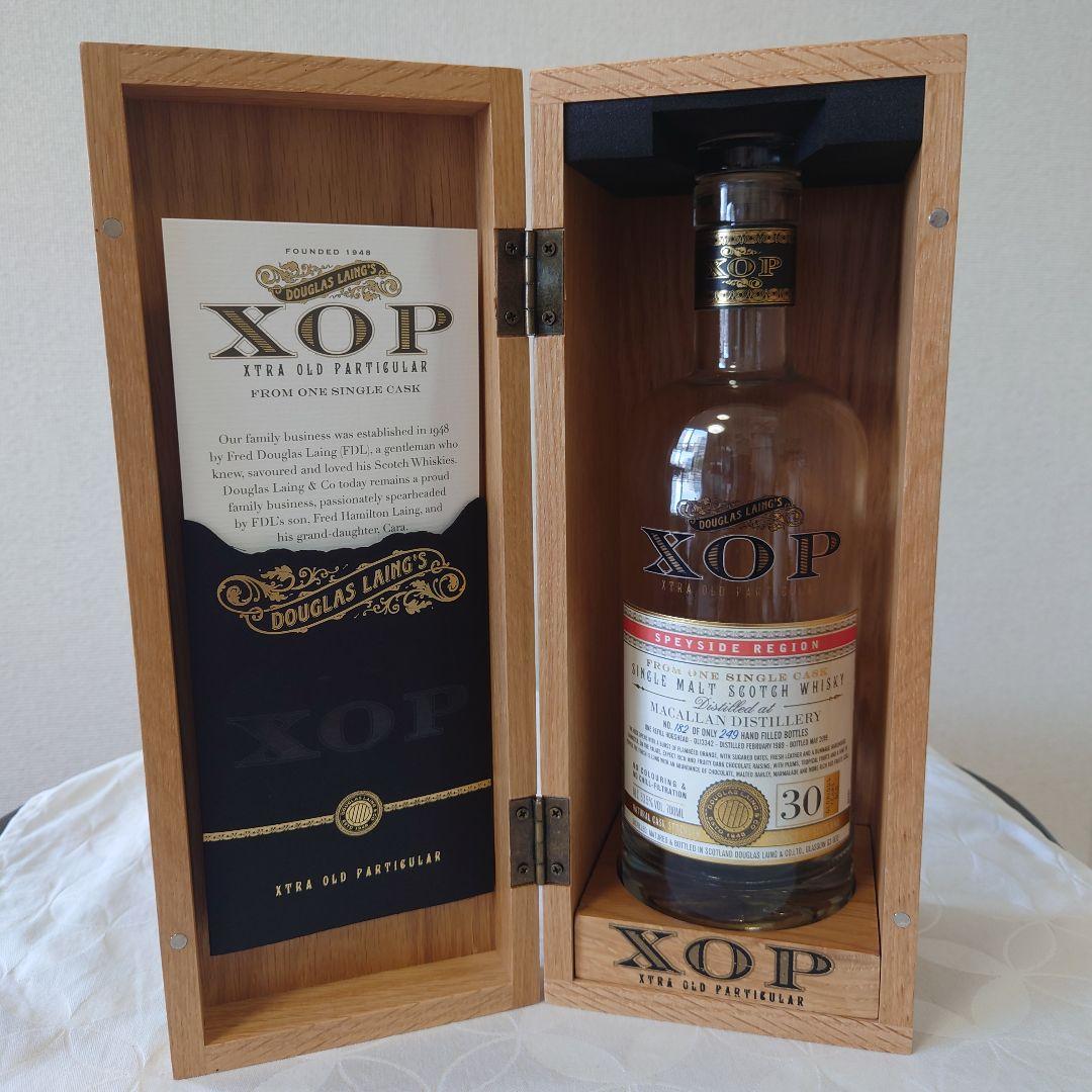 ウィスキーマッカラン１９８９ ３０年XOPダグラスレイン７００m空瓶l木箱付