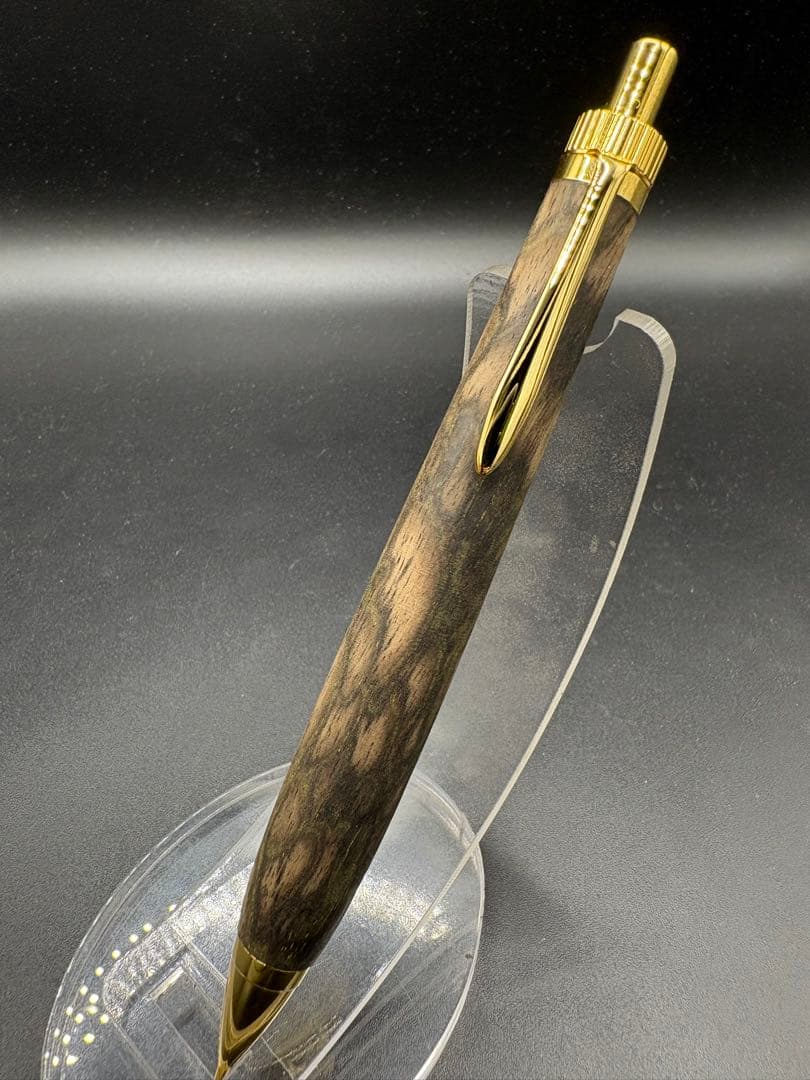 535超極上　黒柿　孔雀杢　木軸シャーペン　ボールペン