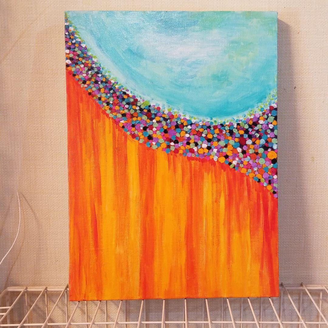 油絵　花びらたち　抽象画