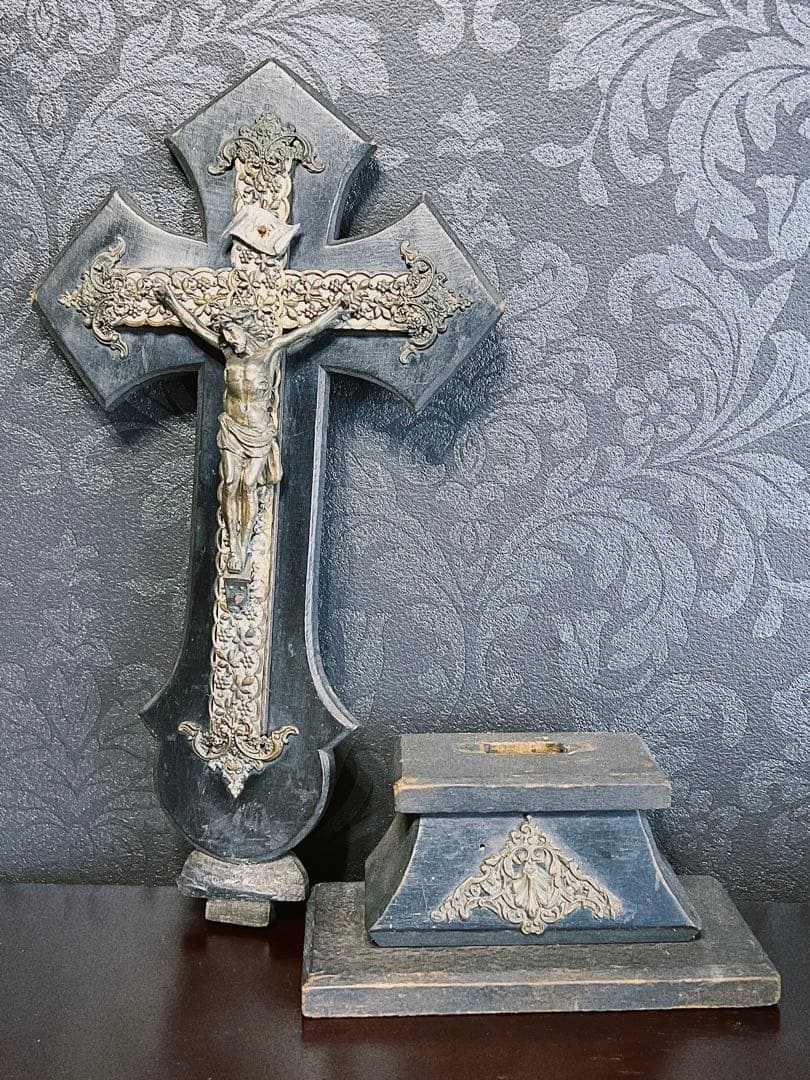フランス製アンティーク　ナポレオン三世　イエスキリスト　磔刑　十字架　クロス