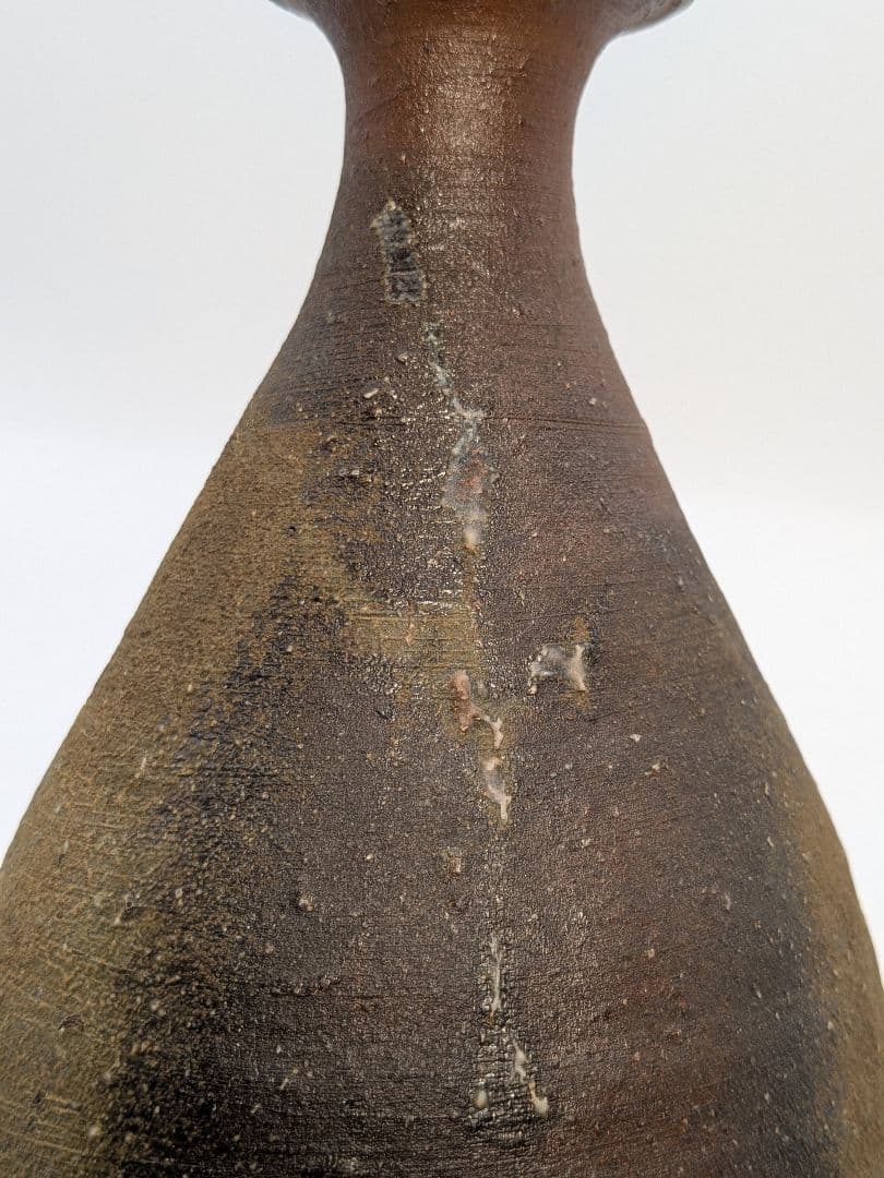 岡山県重要無形文化財 藤原建 備前焼 一輪花入 共箱共布 花瓶 花器 花生 置物