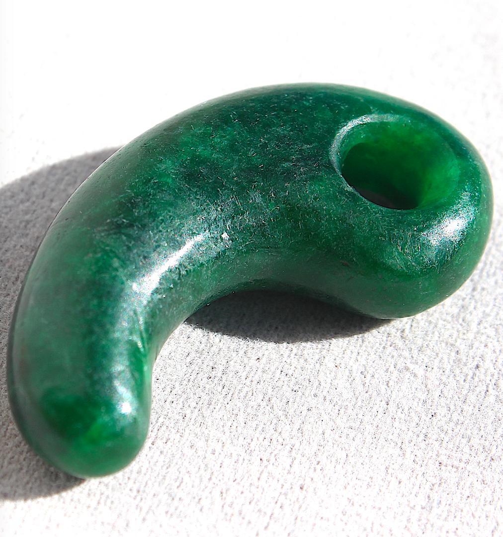 ［濃緑&透明感］古墳期 硬玉翡翠 勾玉 14.4g 出土品 / 糸魚川翡翠