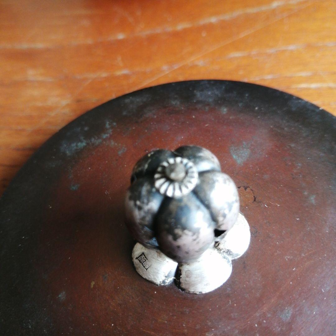 鉄瓶。松下電器創業３５周年記念品。銀摘独楽形鉄瓶。