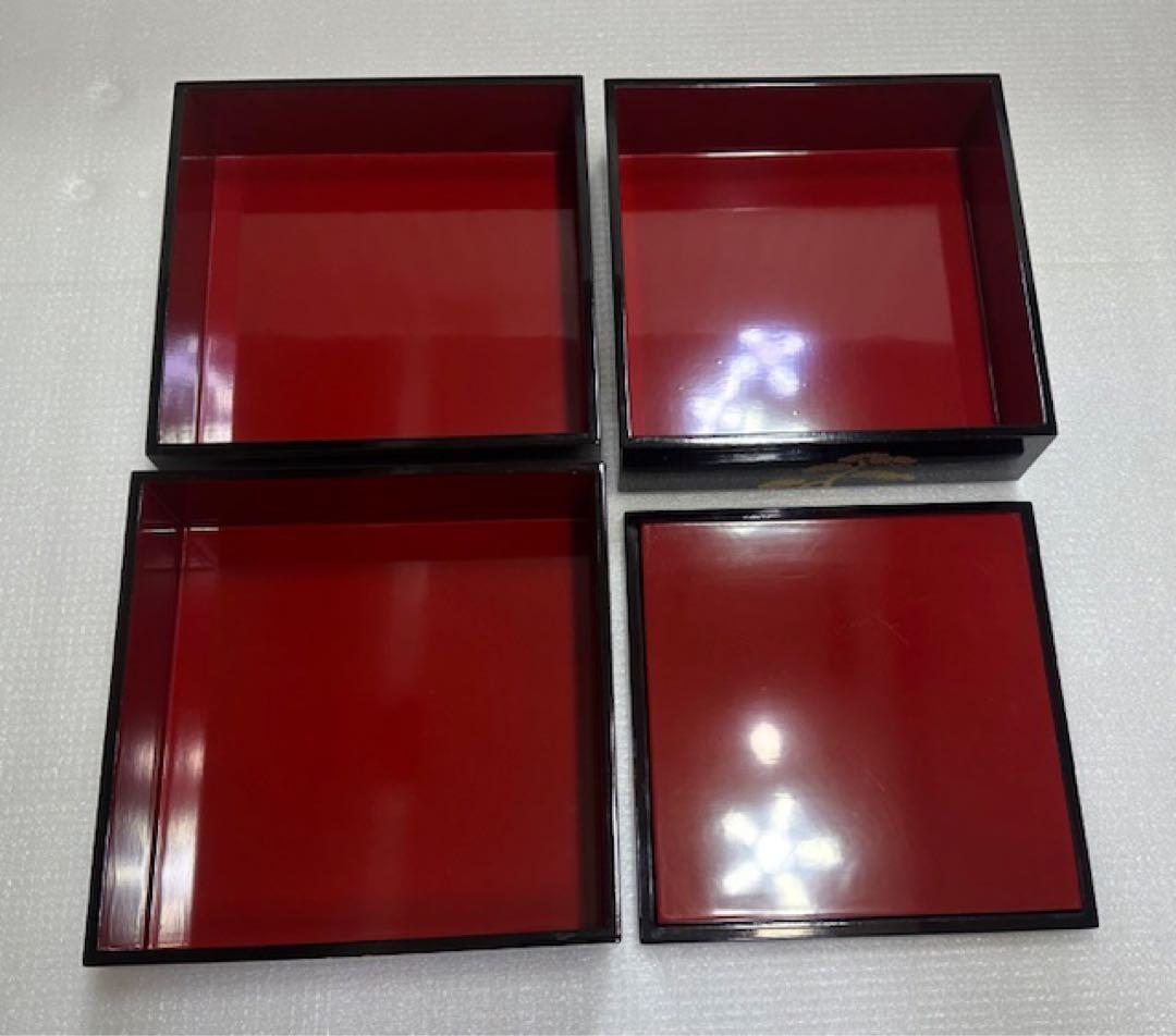 重箱2 輪島漆器/木製漆器/金色松模様/三段重箱