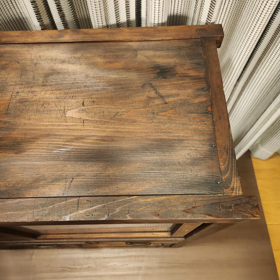 昭和レトロ 水屋箪笥 飾り棚 古家具 木製キャビネット 食器棚 時代箪笥