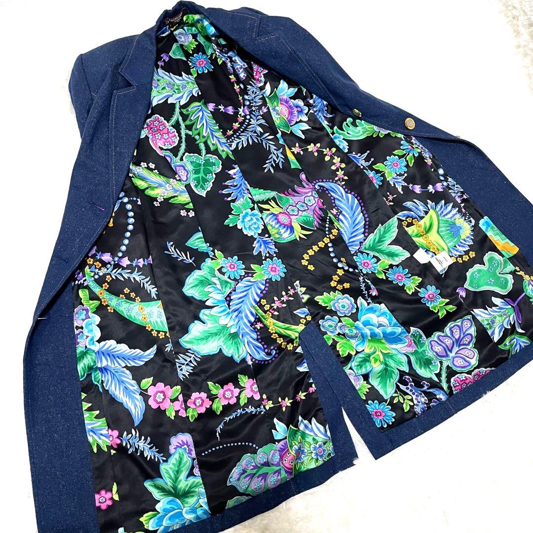 レオナール 裏地総柄 派手 シルク デニム チェスターコート ロングコート