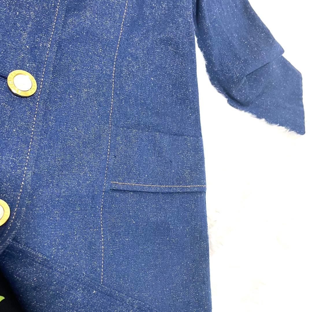 レオナール 裏地総柄 派手 シルク デニム チェスターコート ロングコート