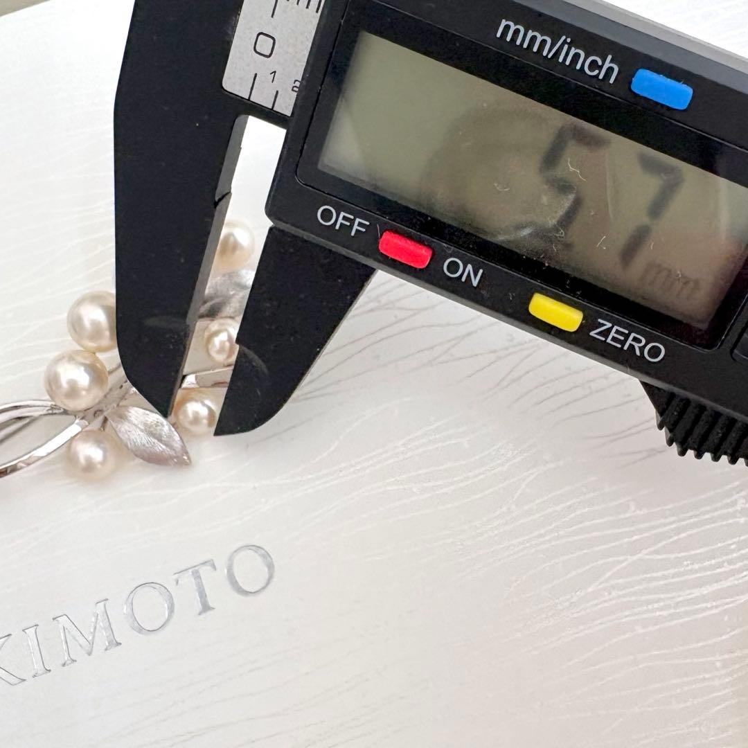 美品✨MIKIMOTO ブローチ あこや真珠 7珠 リーフM刻印 シルバー