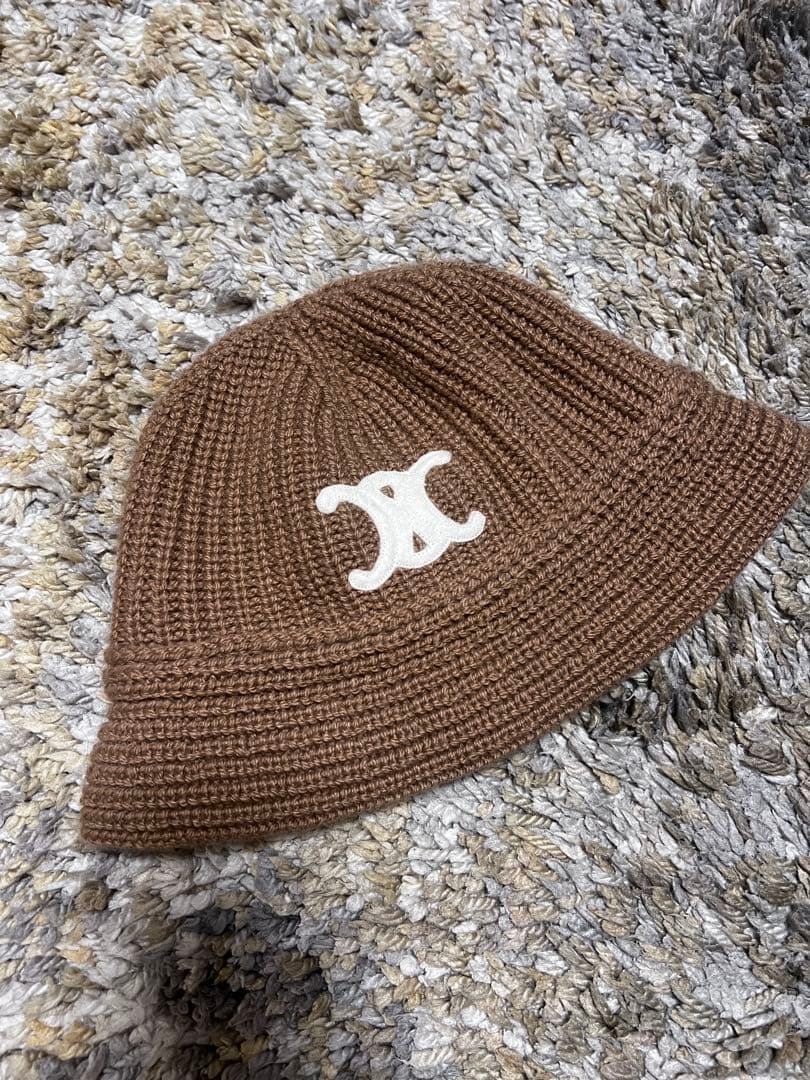 CELINE ブラウンニット帽 カシミヤ