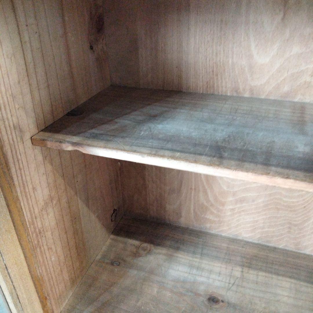 昭和レトロ 古家具 ガラス戸 木製キャビネット 食器棚 サイドボードカップボード