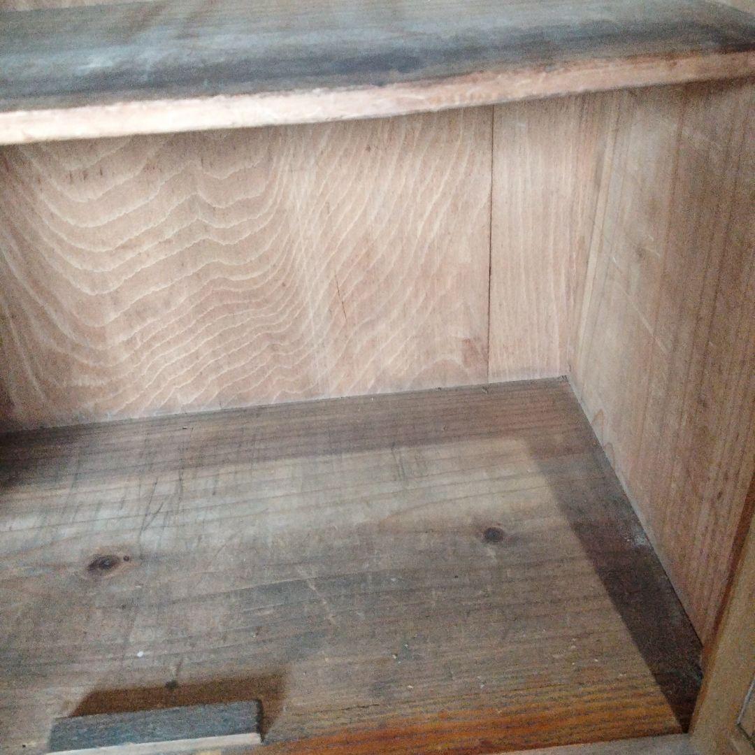 昭和レトロ 古家具 ガラス戸 木製キャビネット 食器棚 サイドボードカップボード