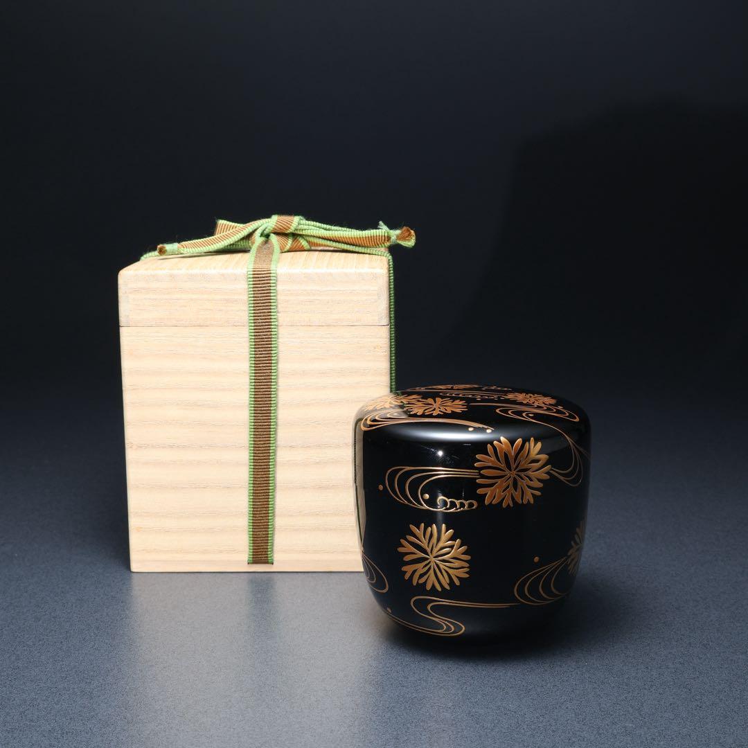 棗　光琳波に海松蒔絵　内銀仕上げ　金蒔絵　夏　R1415お10