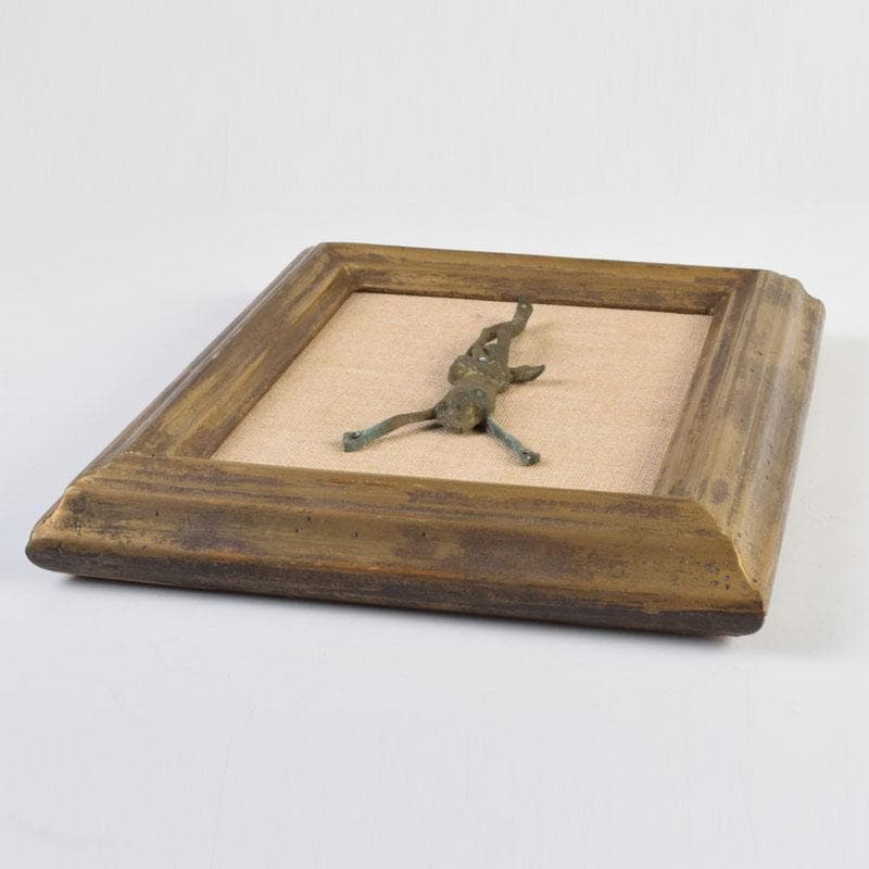 キリスト教　銅製　キリスト磔刑像　額装　C　9172