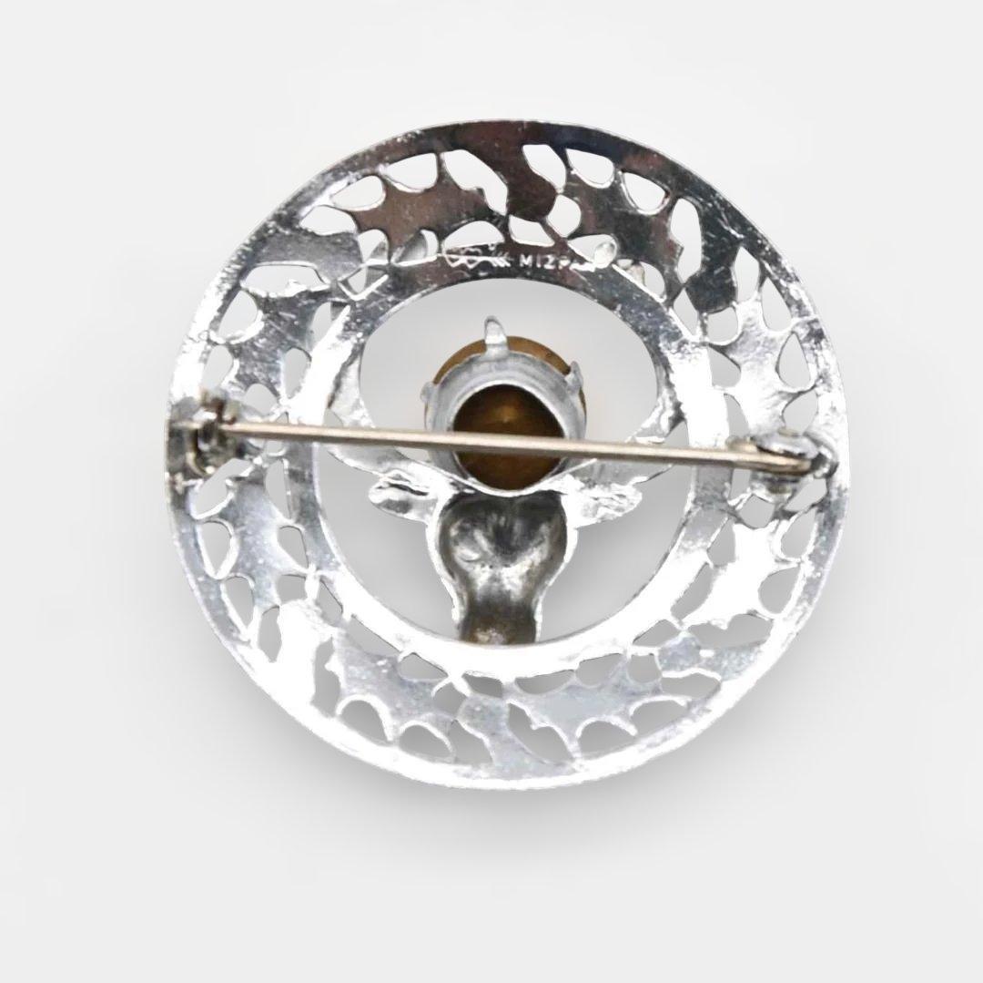 スコットランドのブローチ　鹿、アザミの透かし模様 MIZPAH社　s1701