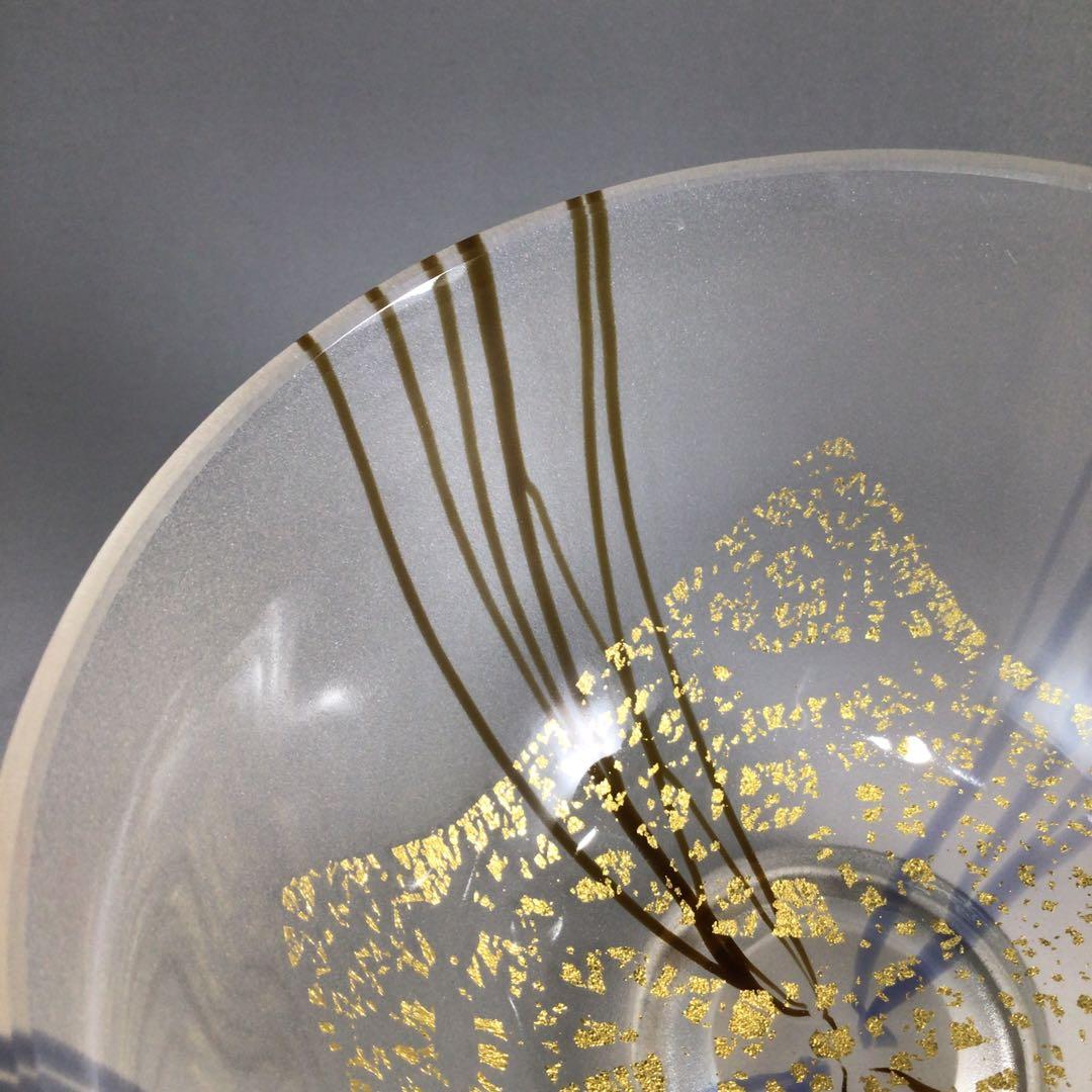 Ｐ６７４　茶碗　『堀口幸子造』『金箔麦藁手』『瑠璃茶碗』　義山茶碗　共箱　茶道具