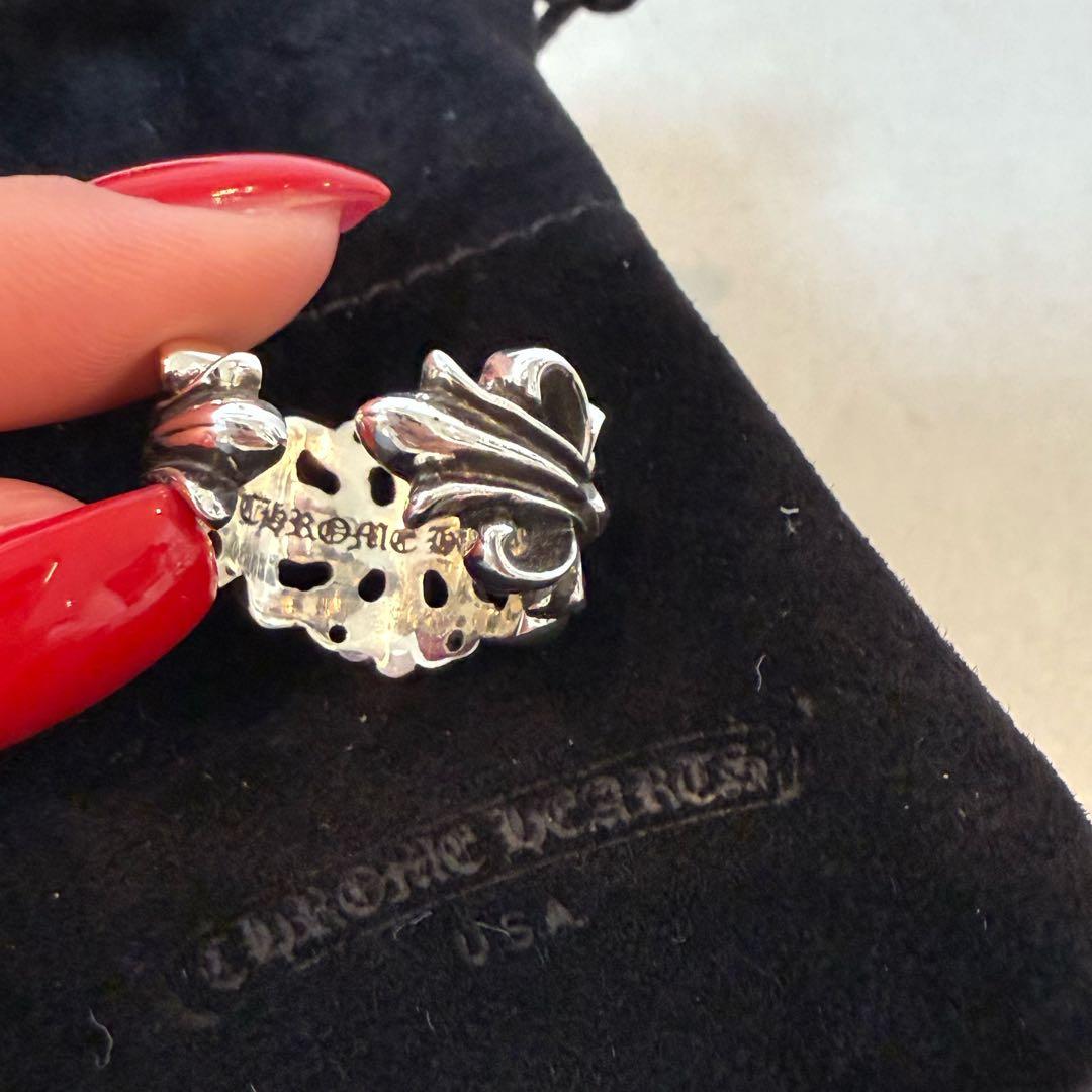 クロムハーツ ChromeHearts ダブルフローラルクロス シルバー 11号