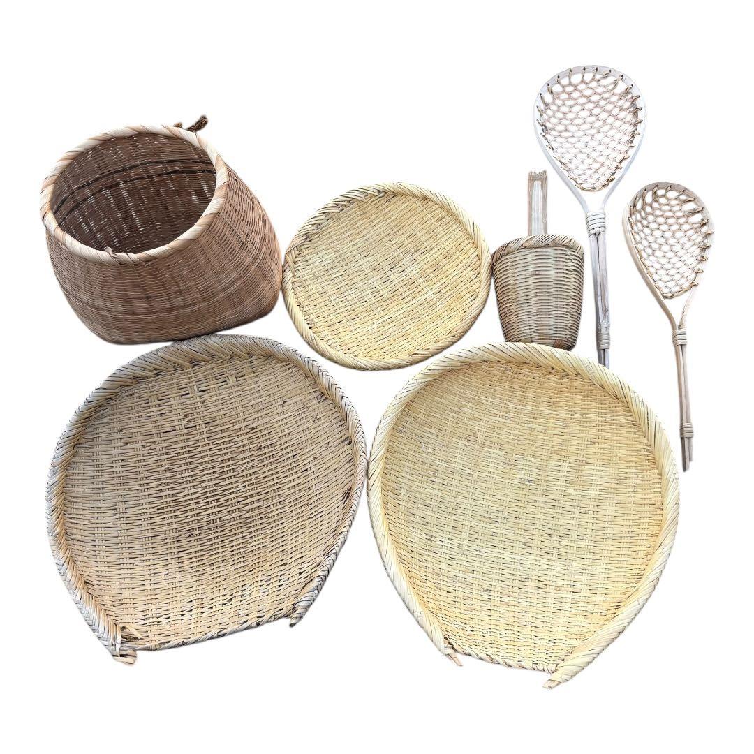 昭和レトロ 竹細工 片口ざる 竹ざる セット　色々セット