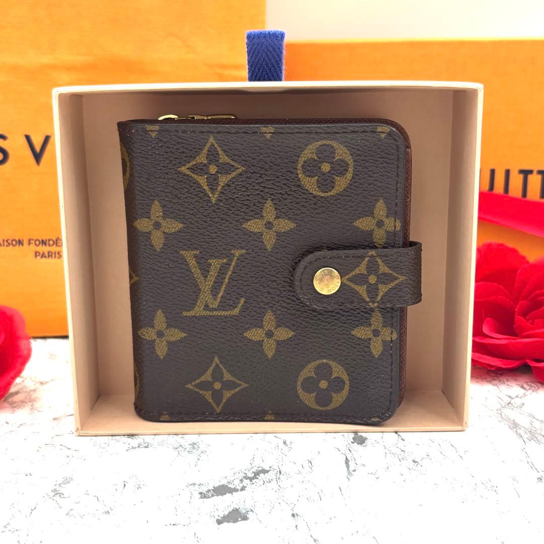 【新品同様】 ルイヴィトン モノグラム コンパクトジップ 折り財布