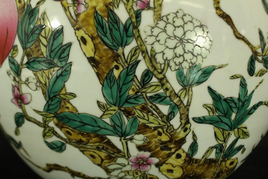 中国美術 色絵 大きな花瓶 高53cm(LC797)