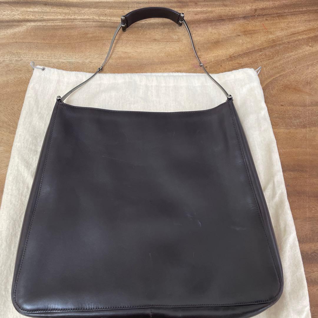 グッチ　ダークブラウン レザー ショルダーバッグ