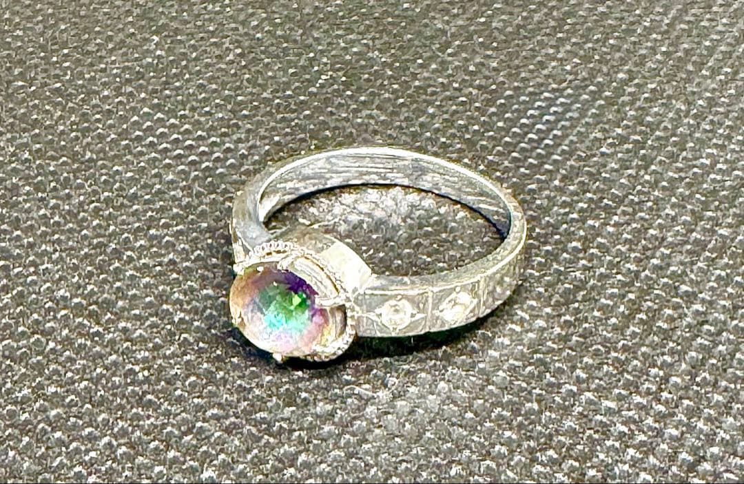 1点物K18WG ミスティックトパーズ リング 約4.5g ヴィンテージ 指輪