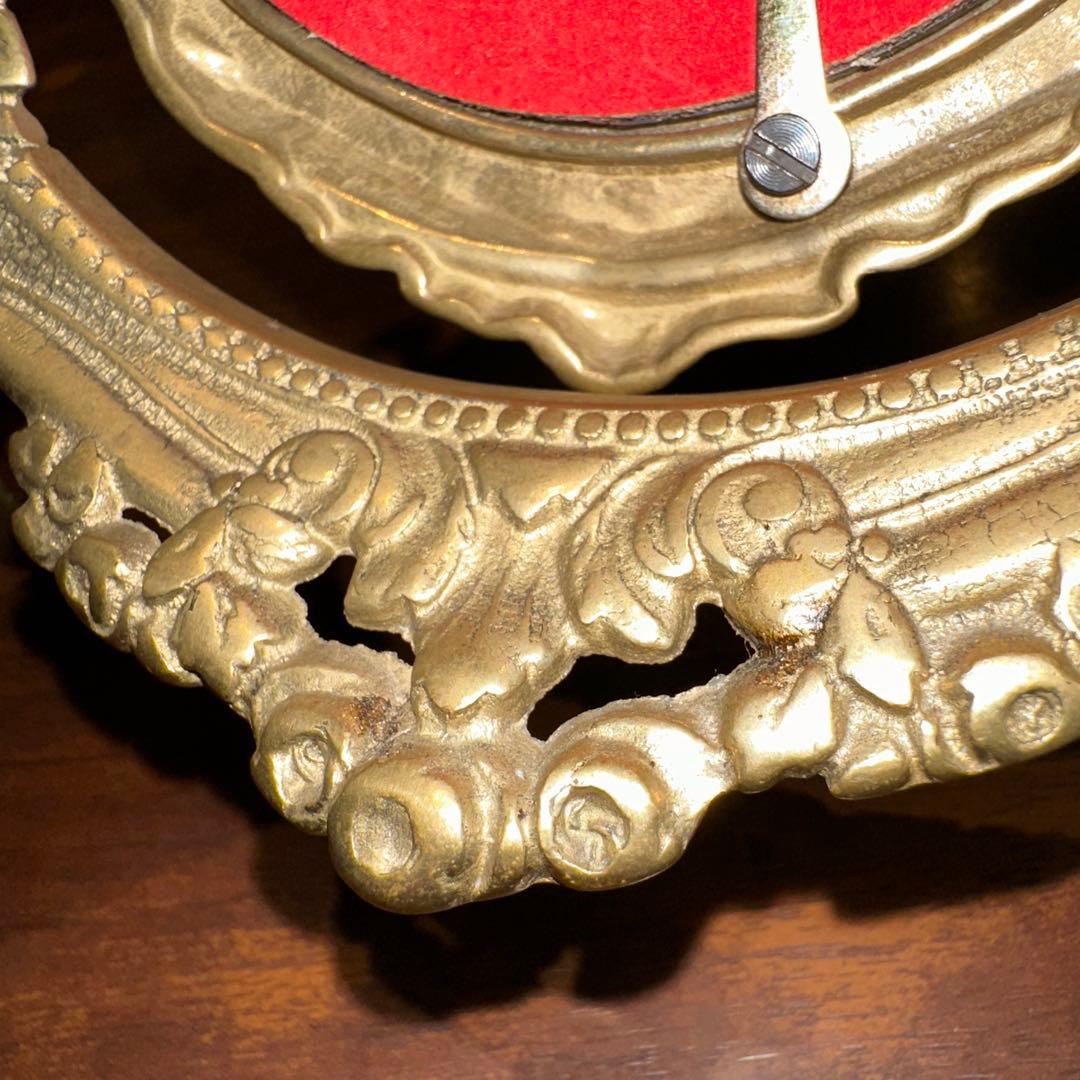 France Vintage スタンドミラー 真鍮 30cm アンティーク鏡