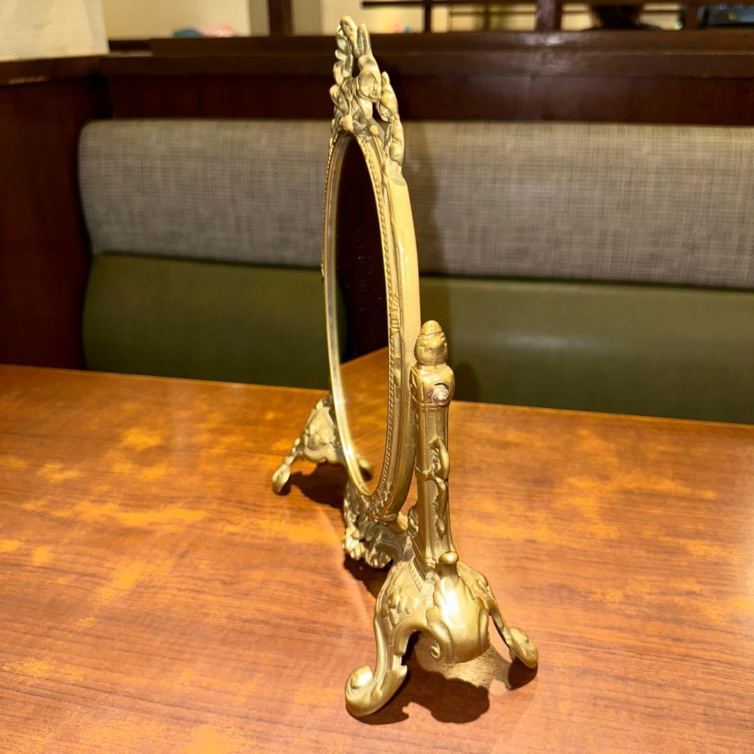 France Vintage スタンドミラー 真鍮 30cm アンティーク鏡