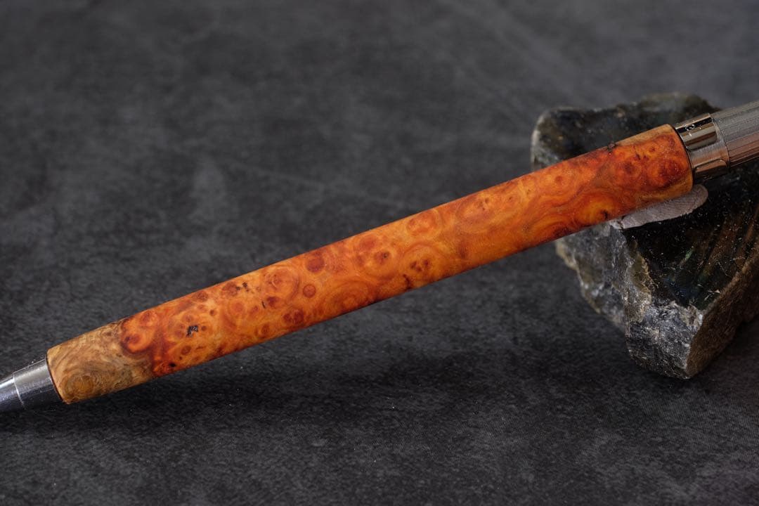 PG5木軸カスタム0216　高村杢工房 製図用シャープペンシル　花梨瘤　紅白