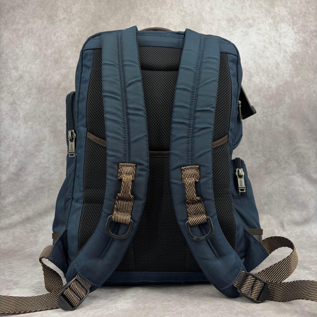【美品✨】トゥミ バックパック リュックサック ビジネス レザー ネイビー 紺