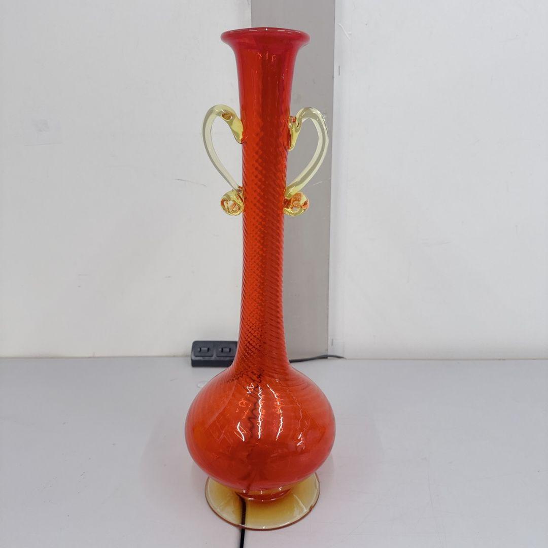 豪華 ツイスト 琉球ガラス 花瓶 昭和レトロ 沖縄 花器 置物 ガラス細工