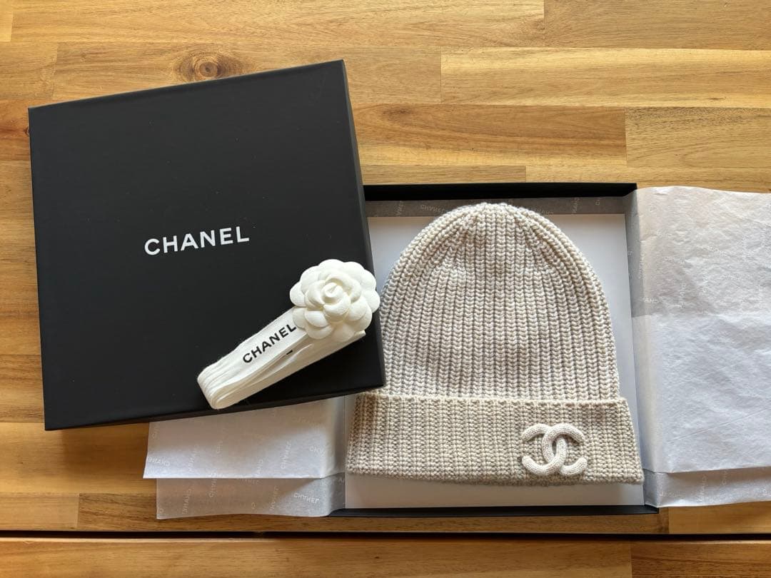 CHANEL シャネル カシミヤ混合 ビーニー ニットキャップ ベージュ