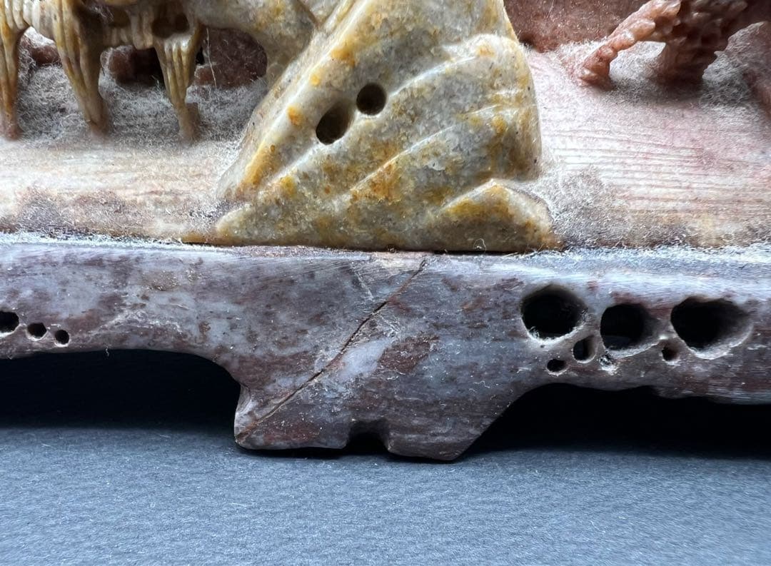 中国美術 中国古玩 時代物 山水風景 寿山石彫 彫刻 中人民共和国制造 置物