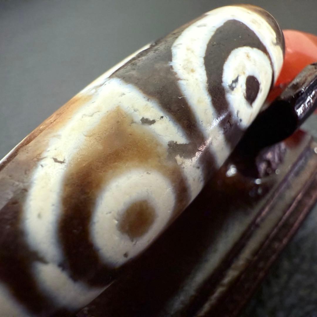 チベット　西蔵　変形四眼天珠 ジービーズ ancient 朱砂 老天