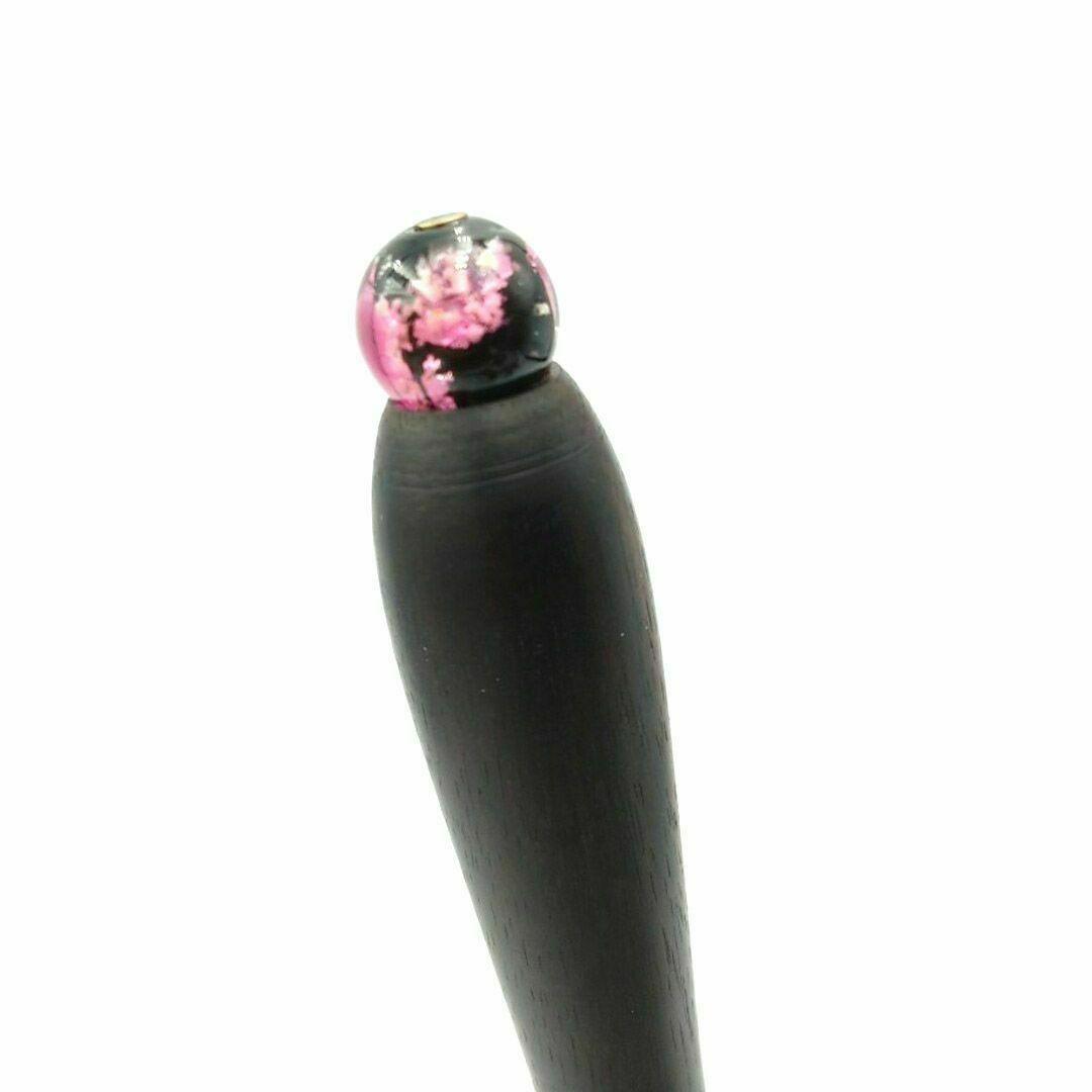 黒壇　ガラスペン木軸　No.11　ホタルガラス　ピンク　桜　ボルトレッティ互換軸